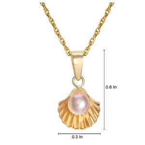 🔥Disney The Little Mermaid 10kt Gold Freshwater Cultured Pearl Shell Pendent.
